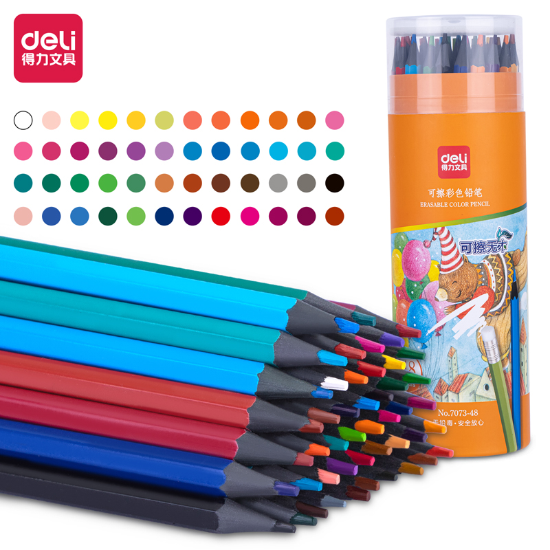 Deli-7073-48 Erasable Colored Pencil