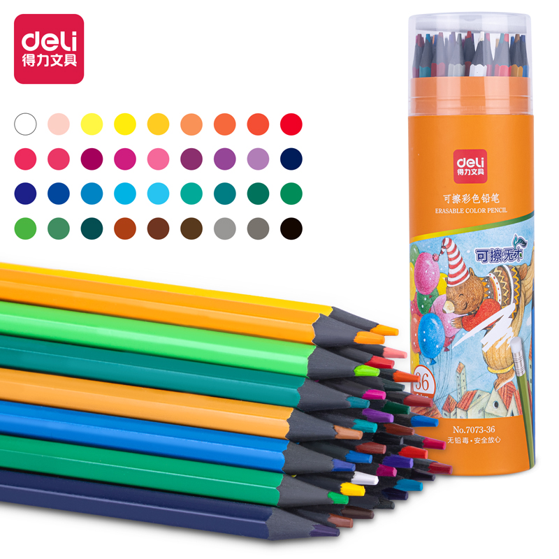 Deli-7073-36 Erasable Colored Pencil