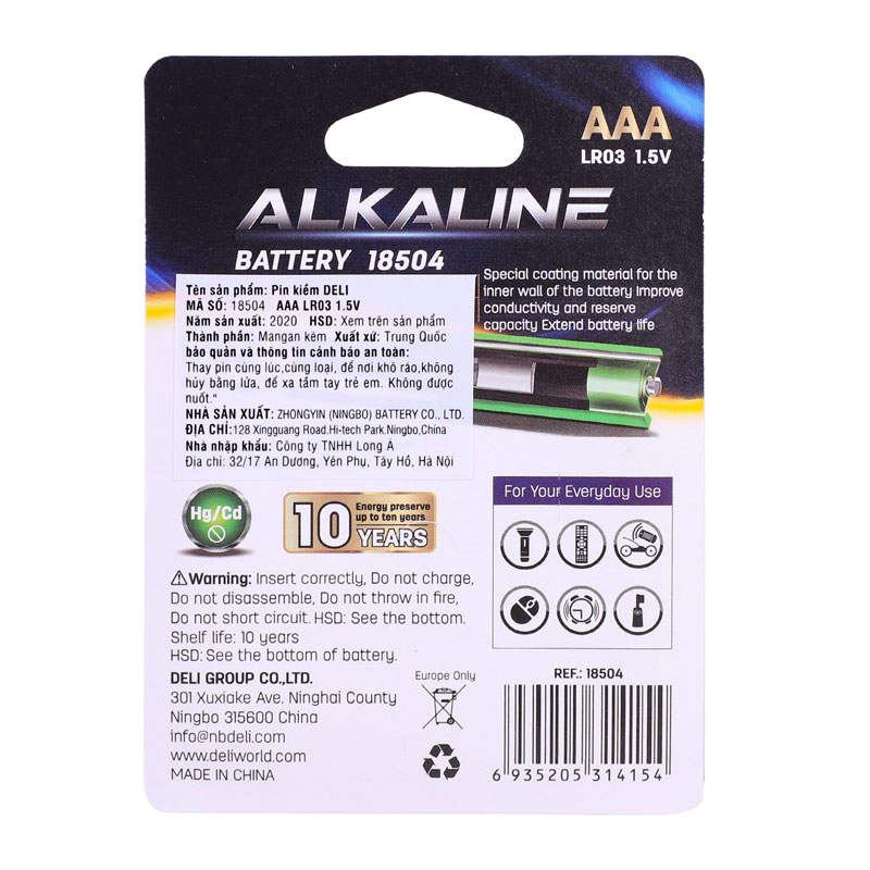 deli e18504alkaline battery