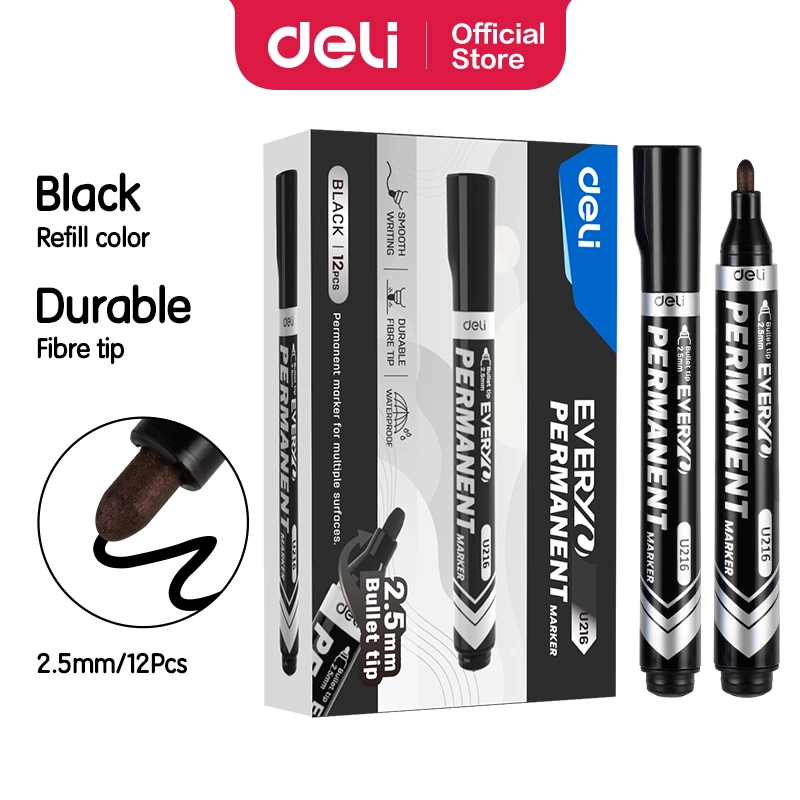 Deli-EU216-BK Permanent Marker