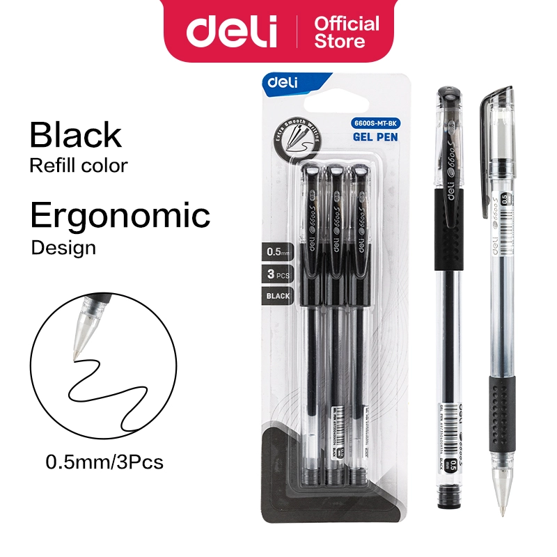 deli e6600s mt bk gel pen1