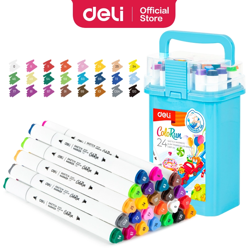 Deli 24/36/48 Colors Sketch Marker Dual Tip Art Markers - Temu