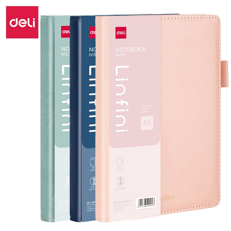 deli en157l leather cover notebook1